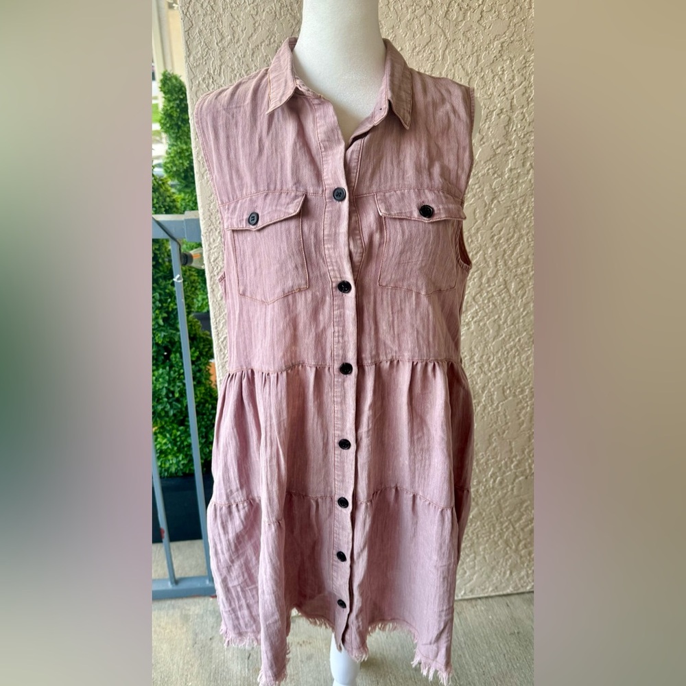 Umgee Pre Owned Women’s Sleeveless Button Up Mini Dress Purple Size Medium